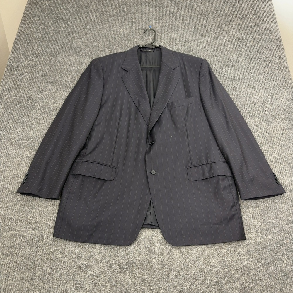 Canali Blazer Men Navy Blue 100 Pure Wool Pinstripe Super 120s Two Button Luxury